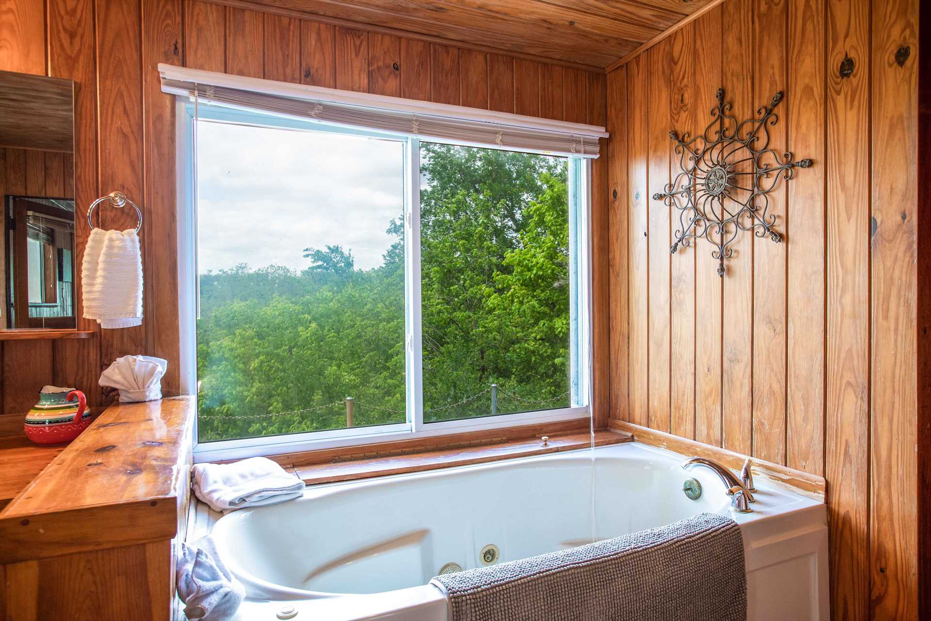                                                 There's a shower in the master bath, but you may prefer a nice sit-down in the Jacuzzi tub!