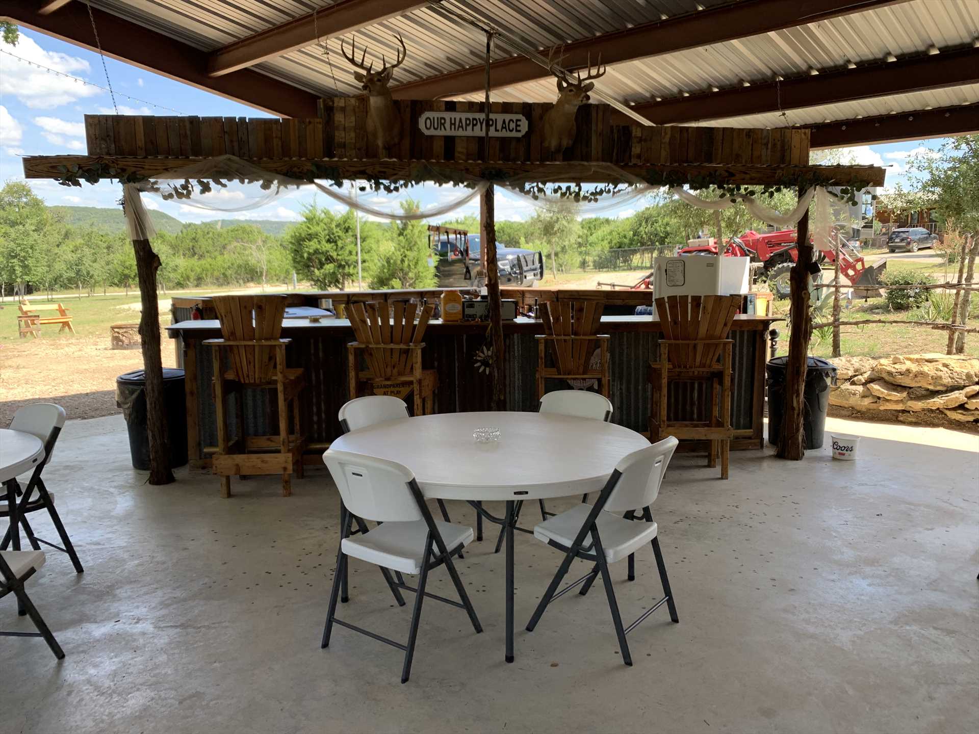                                                 Forge new friendships in the pavilion, a shared space at Al's Hideaway where fellow travelers can meet.