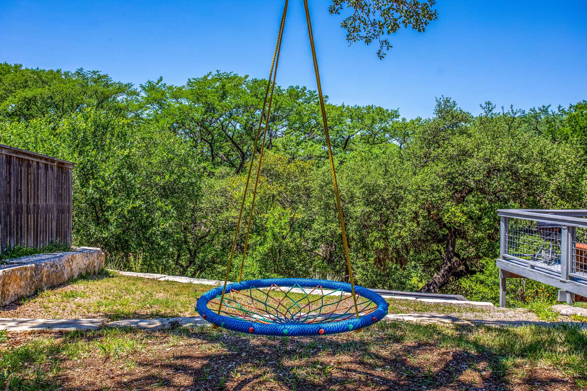                                                 It's not quite a tire swing, it's not quite a hammock...but it's a fun way to relax in the shade!