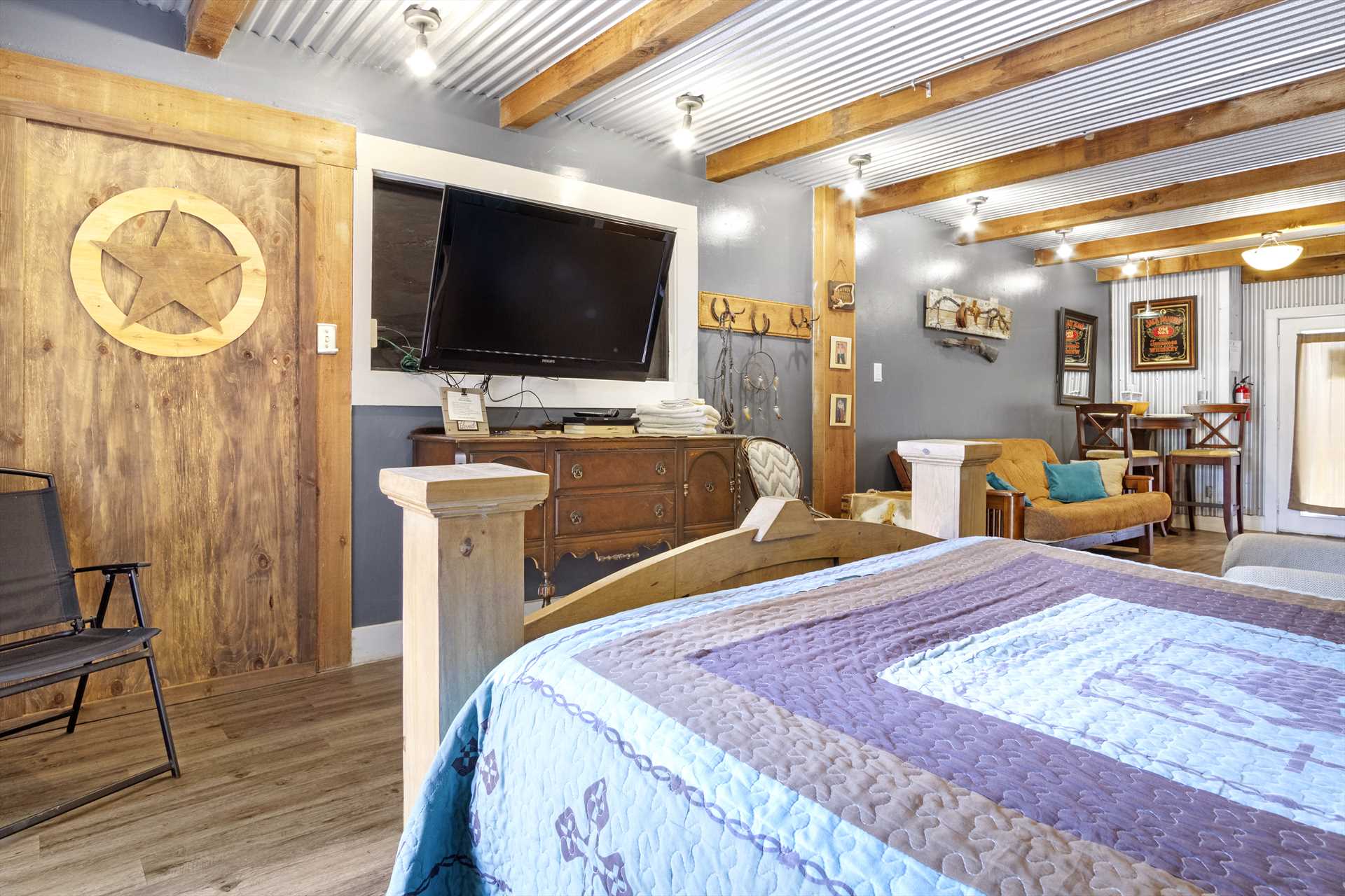                                                 The Hideaway Cabin's open and airy interior is kept just as you like it with efficient heat and AC units.