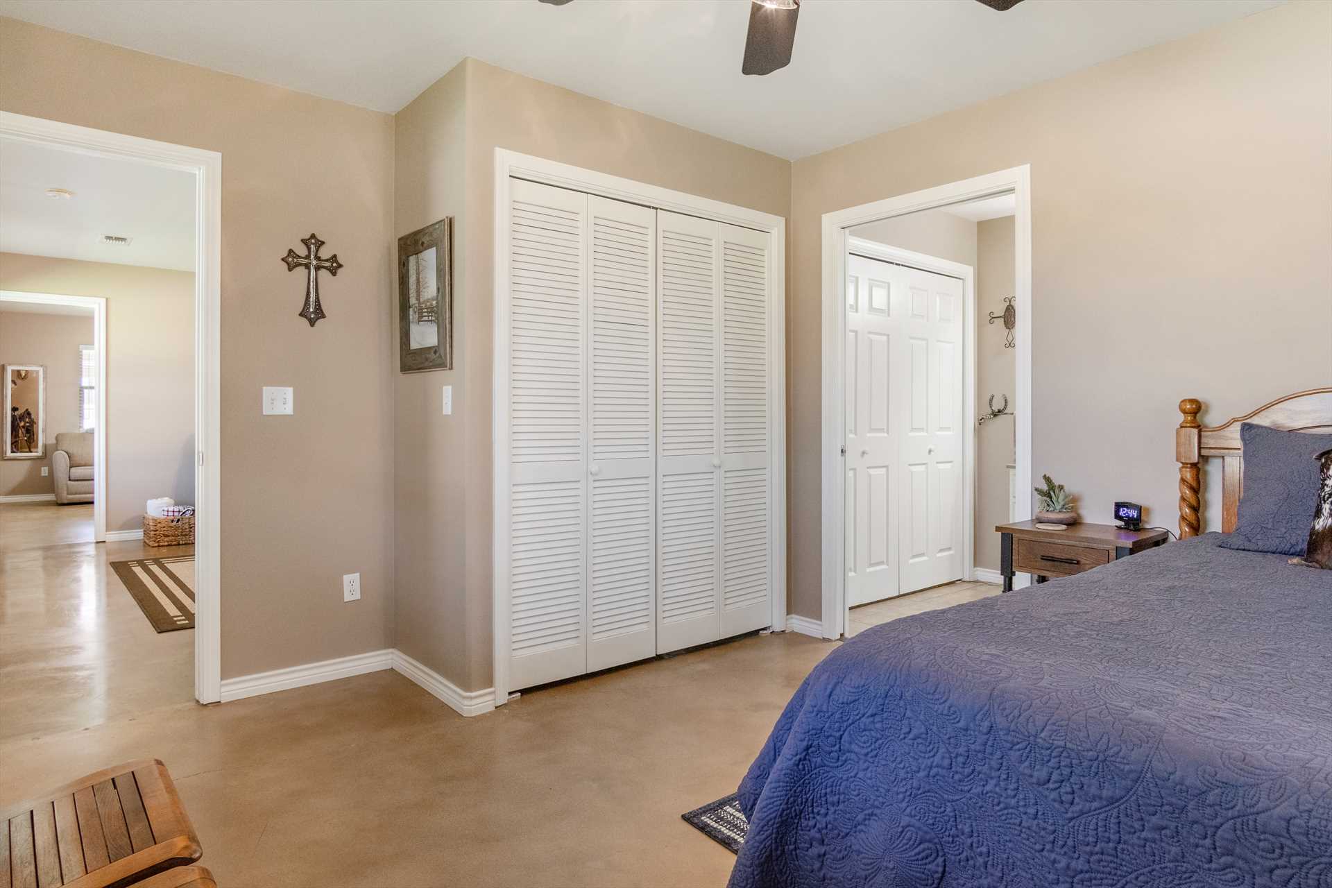                                                 The bedrooms here include storage space, too, so don't be a stranger! Kick back and stay a while.