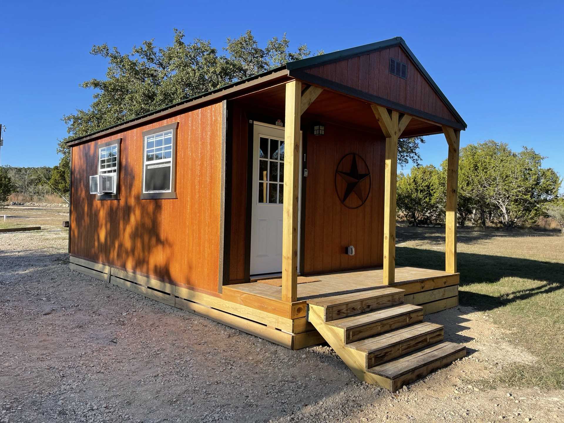                                                 The Great Heart Ranch Whitefield Cabin is the perfect size for a cozy and wonderful Hill Country escape for two!