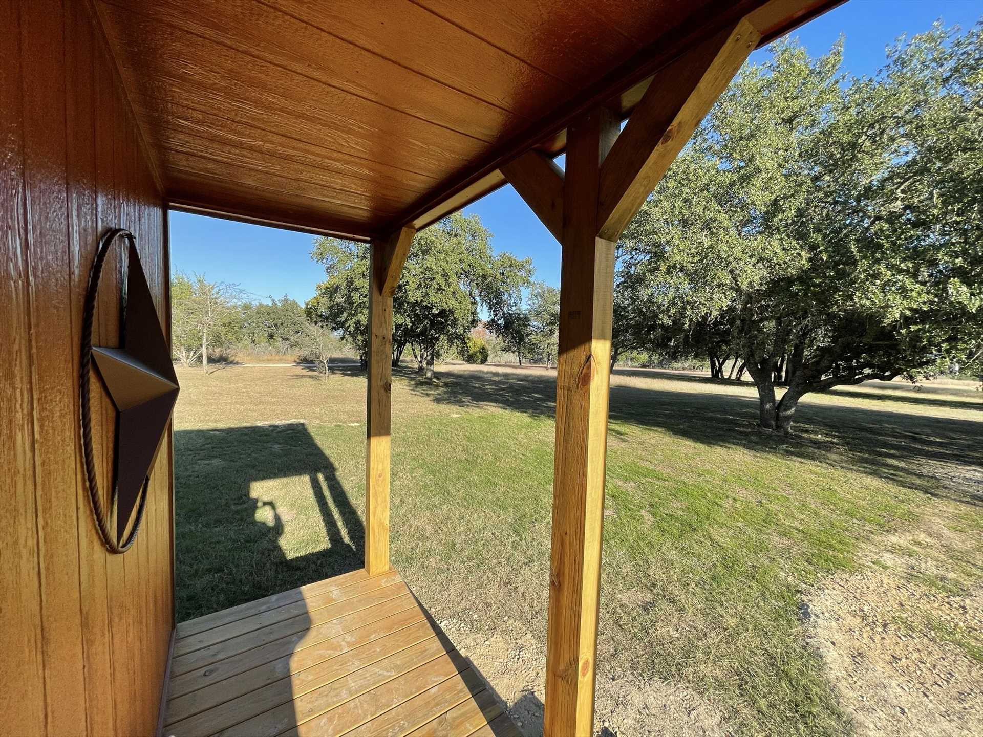                                                 Watch wildlife and admire the Hill Country from your shaded porch!