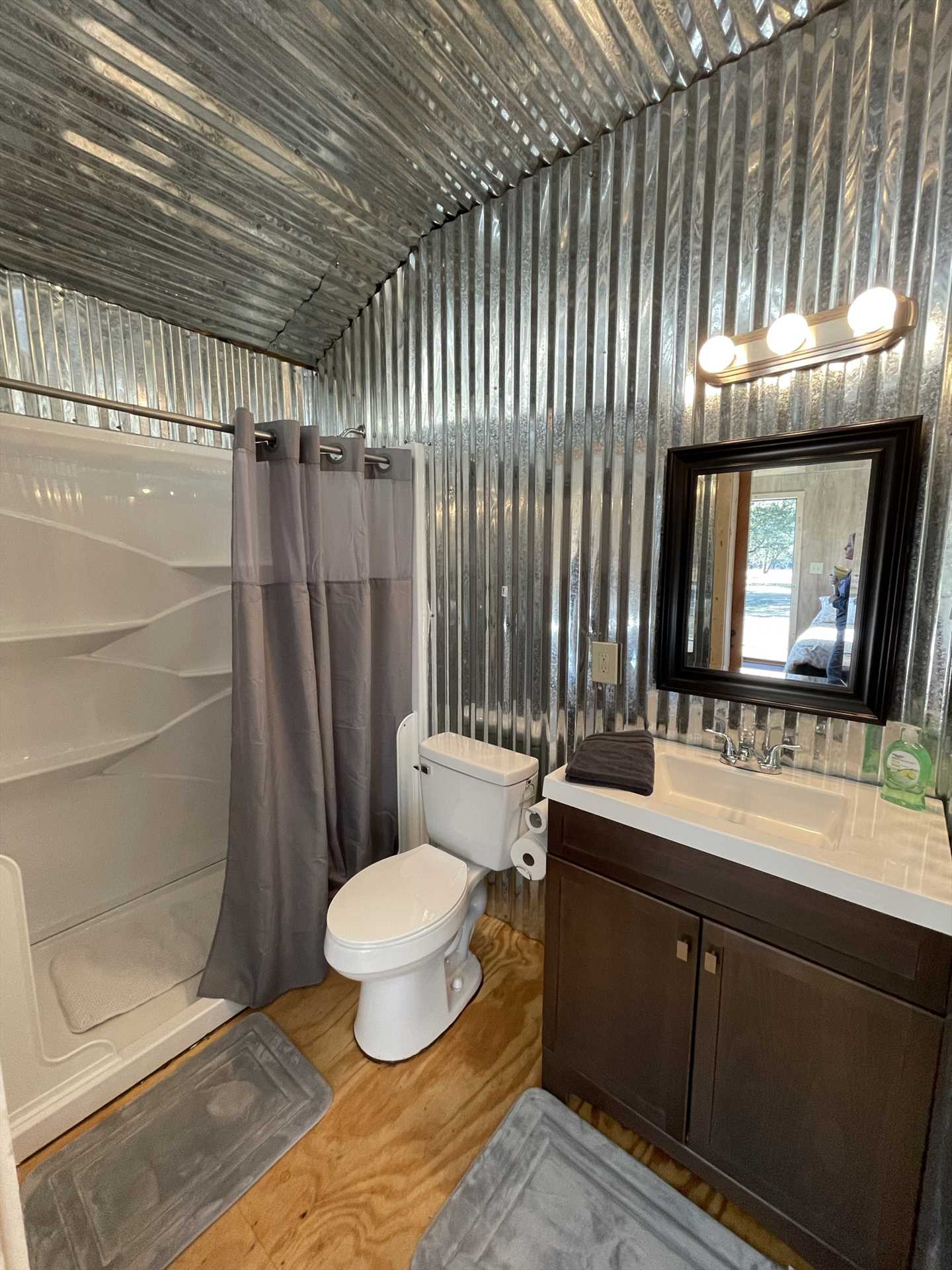                                                 There's a roomy shower in the full bath here, and clean linens for both bed and bath are provided, too!