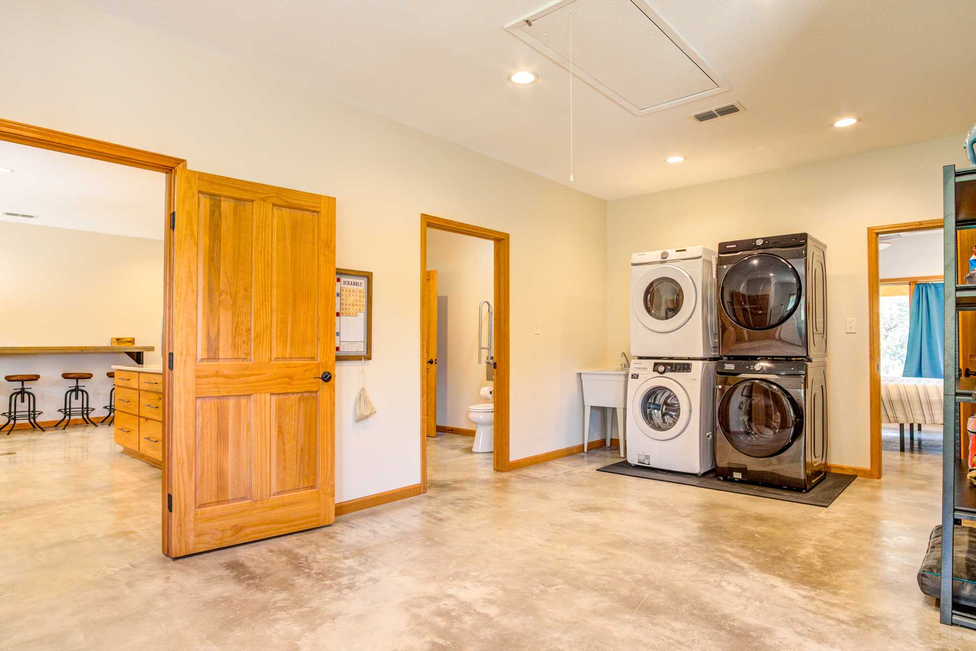                                                No laundry blues here! The ranch has a utility space with TWO sets of washers and dryers.