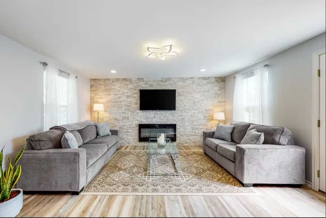                                                 Central air and an electric fireplace in the living area assures comfort year round. The smart TVs here are Roku ready, so bring yours along for added entertainment options!