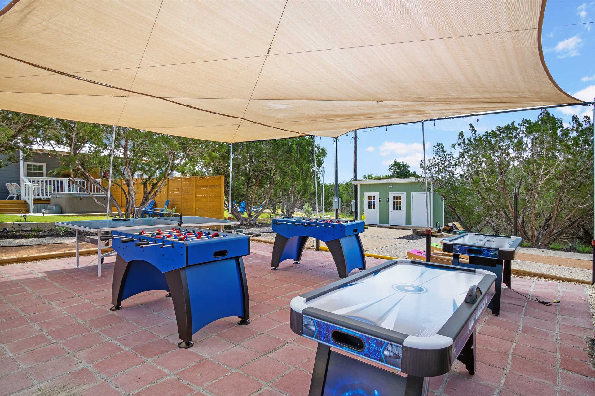                                                 The outdoor gaming area has tons of room and equipment for activities! Keep in mind you may be sharing the space with other guests.