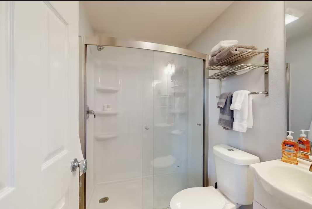                                                The shower stalls at the Oasis both feature easy access and plenty of elbow room!