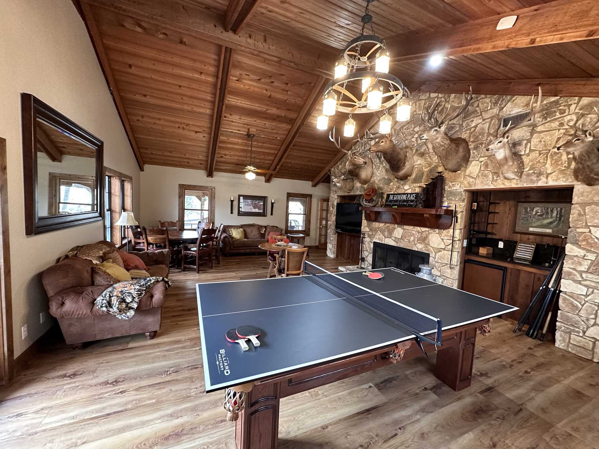                                                 A ping pong table is just one of the fun extras you'll find in the den/game room at the Lodge at Forse Mountain Ranch!