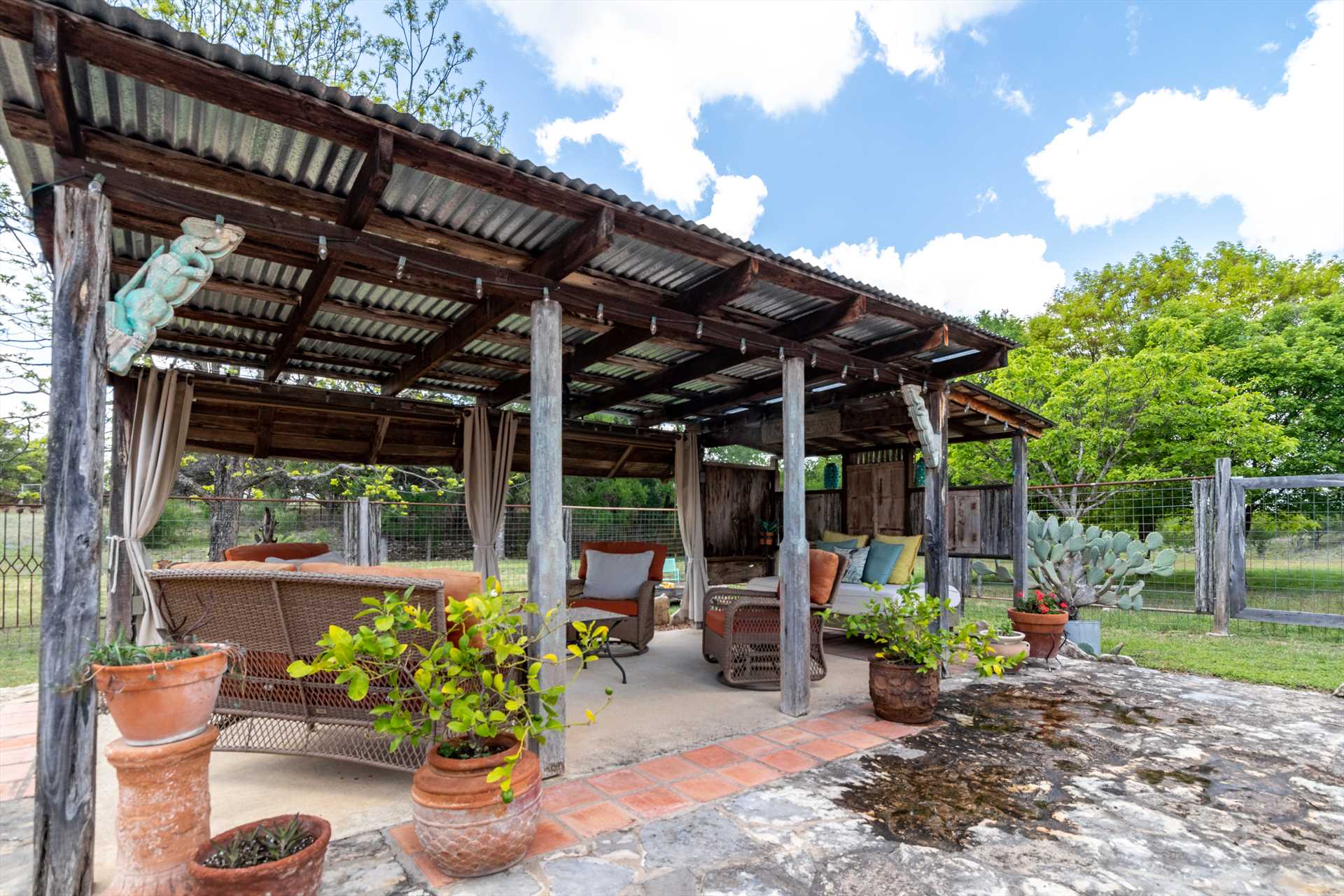                                                 If you use Mucho Gusto as a couples' getaway, each couple can easily have their own private space outside, with three shaded patio areas!