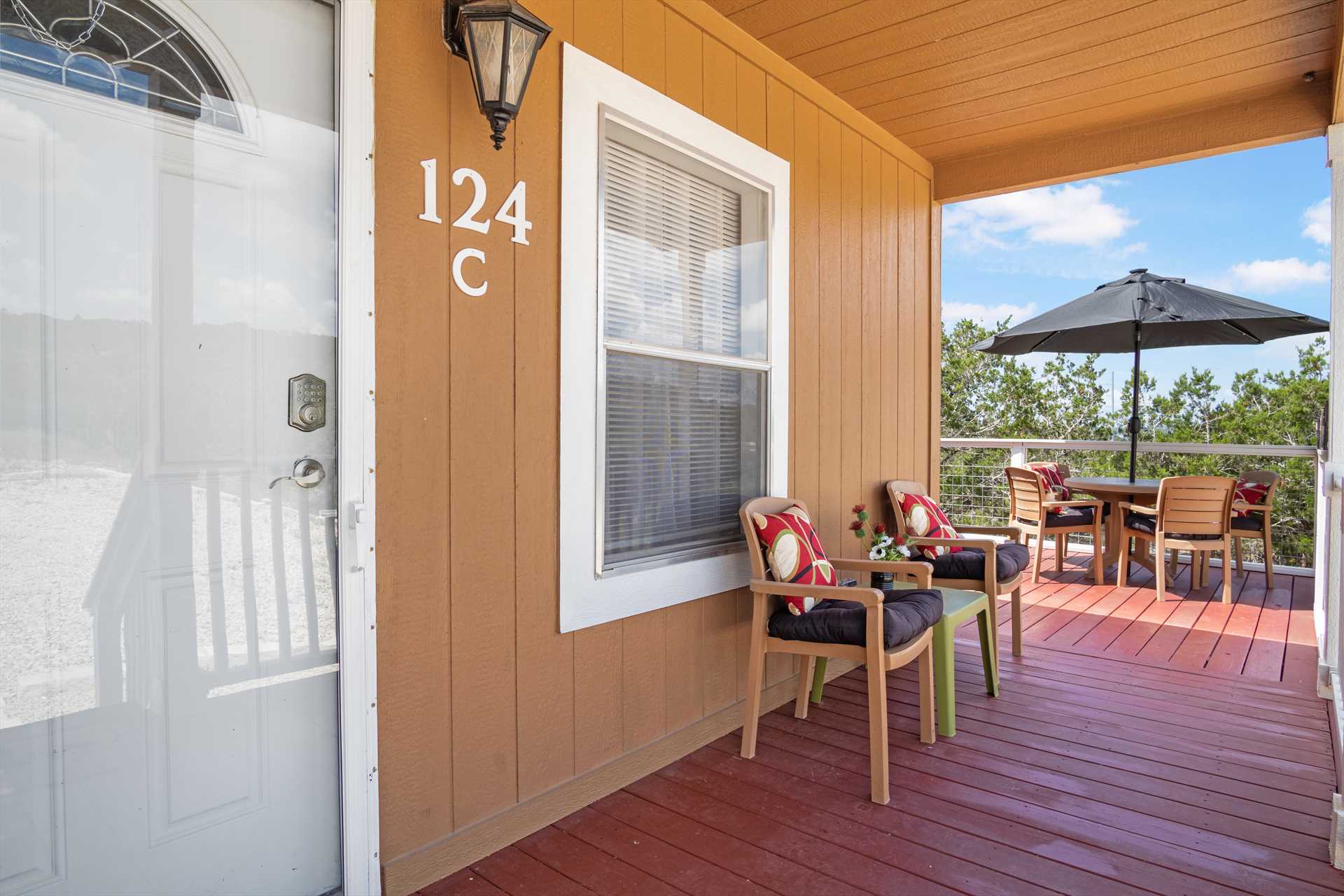                                                 The front porch is a cozy spot to enjoy a glass of wine and intimate conversation.