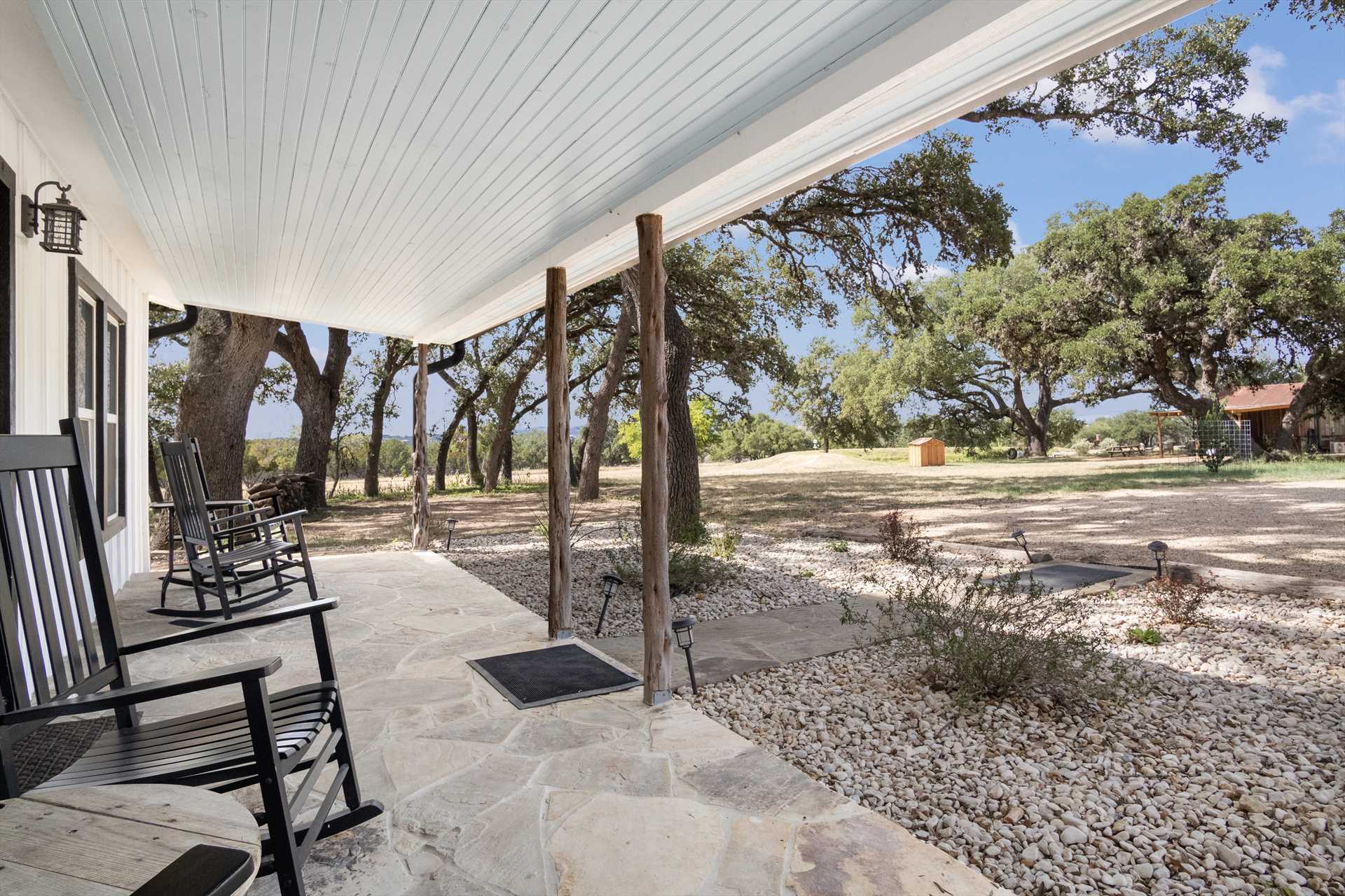                                                 Whether sipping your morning coffee or a nightcap, the Mirage's shaded porch is a relaxing spot to start or end your Hill Country day.