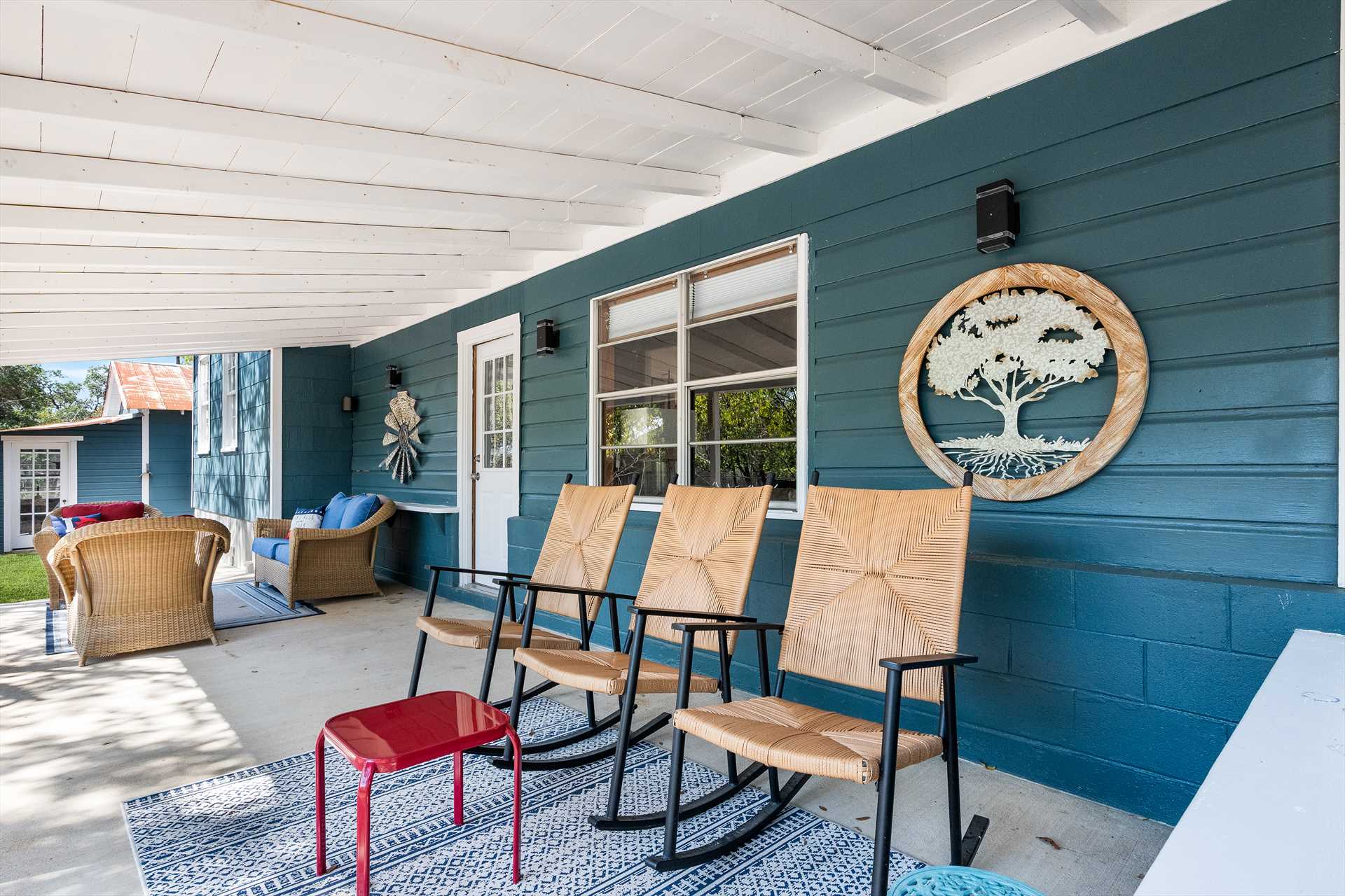                                                 Rock away a few calm and tranquil moments on the shaded comfort of the spacious porch!