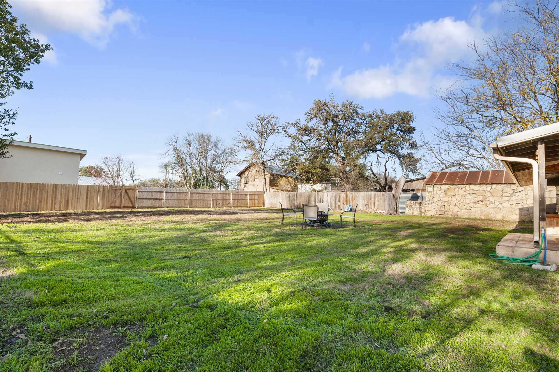                                                 There's plenty of room in the massive backyard, one of the highlights that makes A Place on Pecan a kid-friendly space.